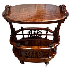 Antique Victorian Rosewood Canterbury Whatnot/Side Table with Drawer