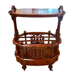 Antique Victorian Rosewood Canterbury Whatnot/Side Table with Drawer