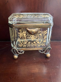 19th century French art nouveau glass jewelry box