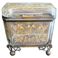 19th century French art nouveau glass jewelry box