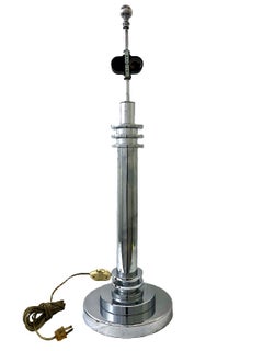 Pair of Art Deco Period “Machine Age” Chrome Plated Table Lamps