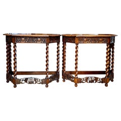 A Pair of Early 20th-Century Jacobean Revival Entryway Tables by Irving & Casson