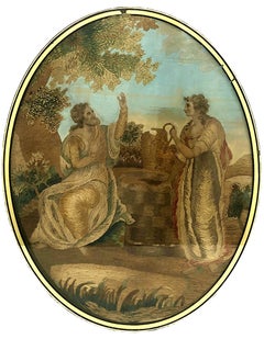 Late 18th-century Embroidered Depiction of Old Testament Meeting