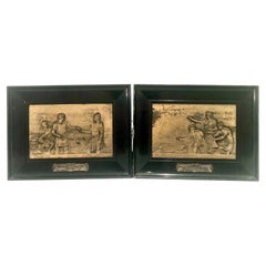 Pair of German Silverplate Framed Plaques by Prof. Rudolf Mayer for WMF