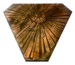 Mid 20th-century Brutalist Italian Patinated Brass and Wood Table by G. Urso