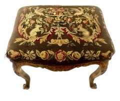 Late 19th-century Louis XV-style Bench with Needlework Upholstery