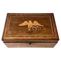 Mid 19th-century American Eagle Inlaid Document Box with Inset Tray