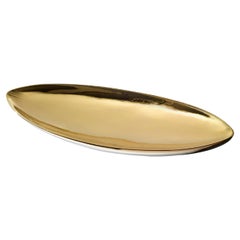 Ceramic Oval Plate "COSMOS" Handcrafted in 24kt Gold by Gabriella B.