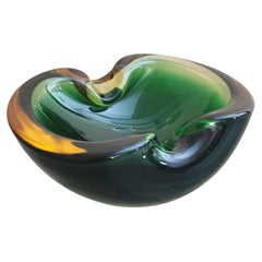 Ashtray Murano Glass Sommerso Green Flavio Poli Midcentury Italian Design, 1970s