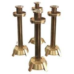 Decorative Object Brass Candelabras Candle Holders Midcentury Italy 70s Set of 4