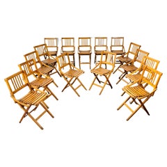 Folding Chairs Wood Fratelli Reguitti Midcentury Italian Design 1950s Set of 15