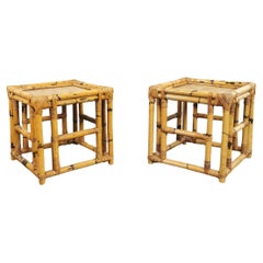 Pair of Coffee Tables Bamboo Cubic Vivai del Sud Midcentury Modern Italy 1970s