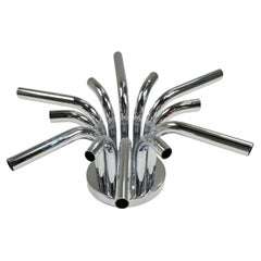 Plafonnier en métal chromé incurvé mi-siècle moderne, Italie, 1970