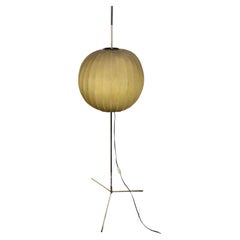Floor Lamp Cocoon Chromed Metal Tripod Midcentury Italian Design 1960s