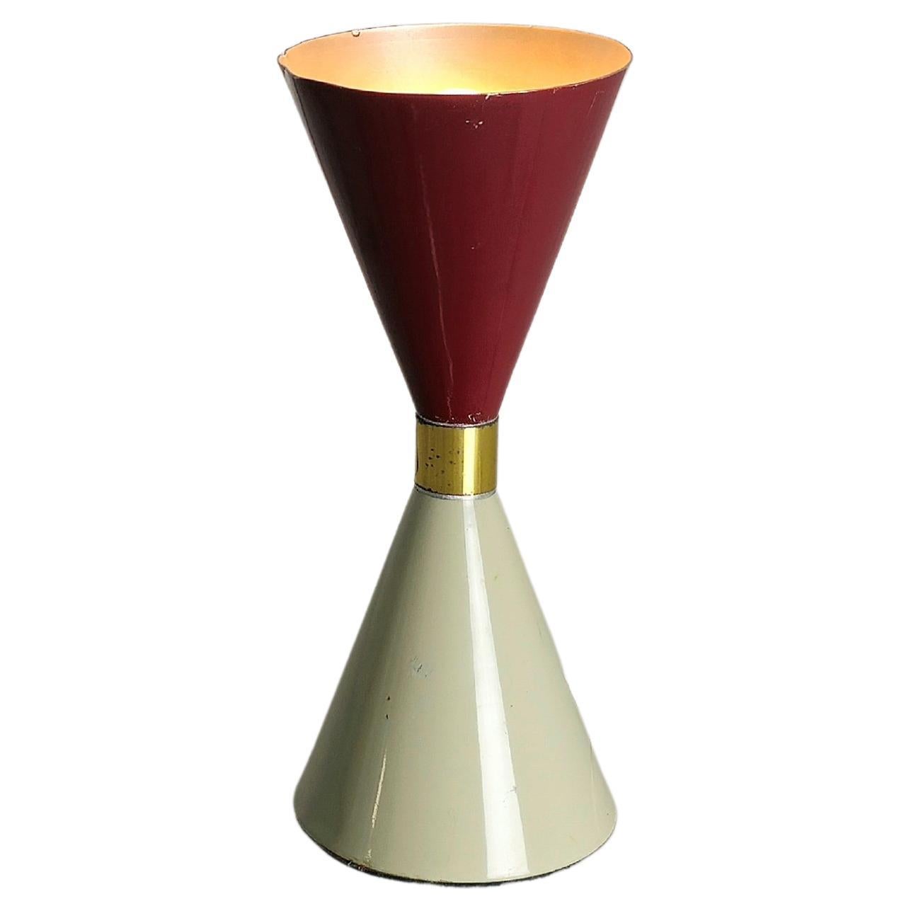Table Lamp Aluminum Red Grey in the Style of Arredoluce Midcentury, Italy, 1950s