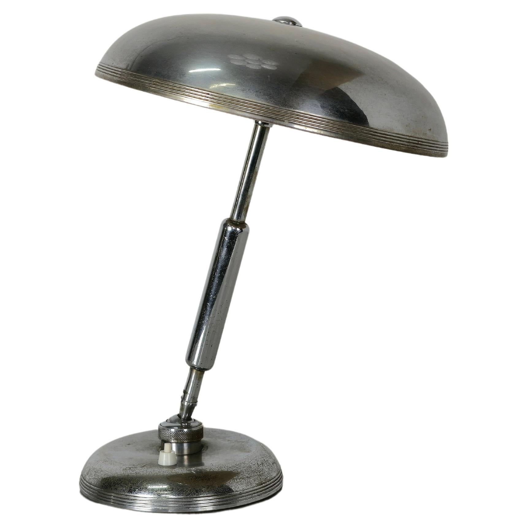 Table Lamp Brass Nickel-Plated Giovanni Michelucci for Lariolux Midcentury 1950s For Sale