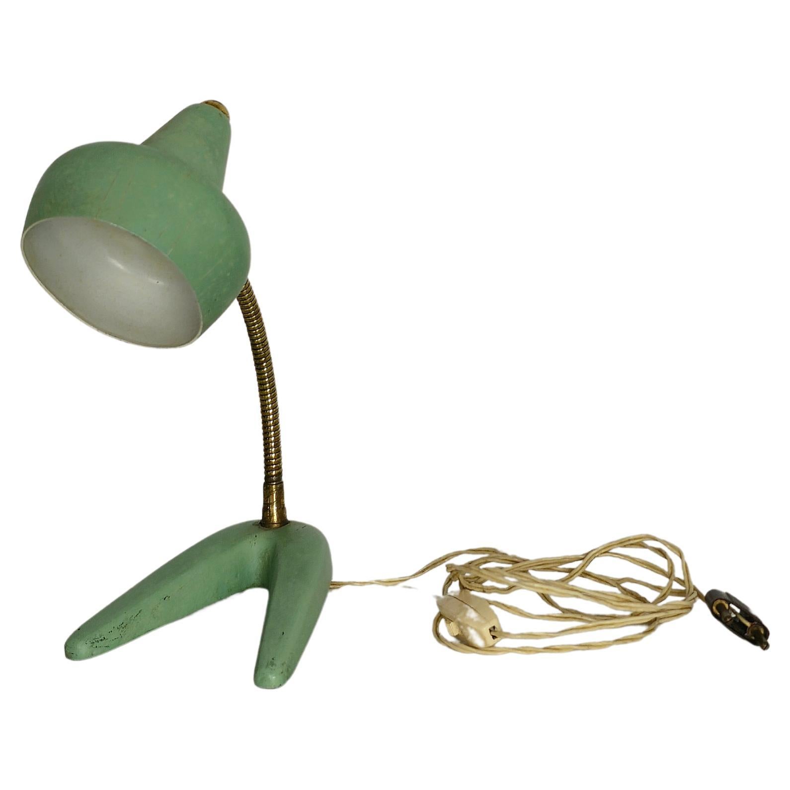 Lampe de table en aluminium laiton réglable Design italien du milieu du siècle, années 1950 en vente