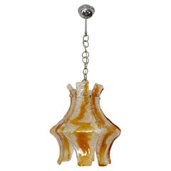 Pendant Chandelier Carlo Nason for Mazzega Murano Glass Metal Midcentury 1970s