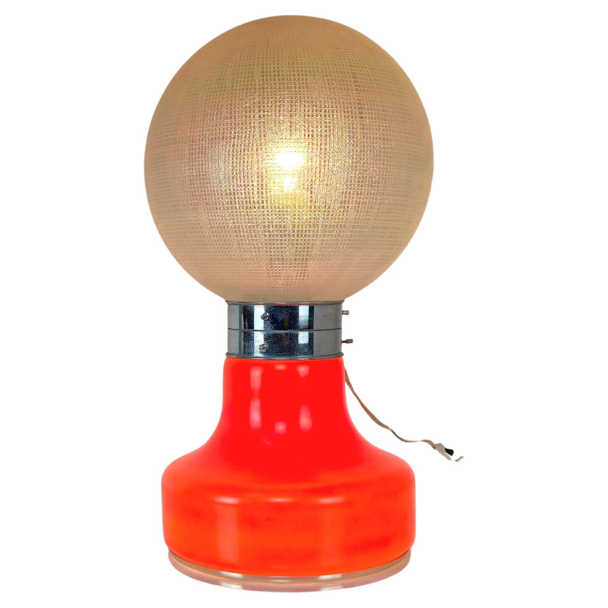 Table Lamp Glass Sphere Chromed Aluminum Midcentury Italian Design, 1960s For Sale