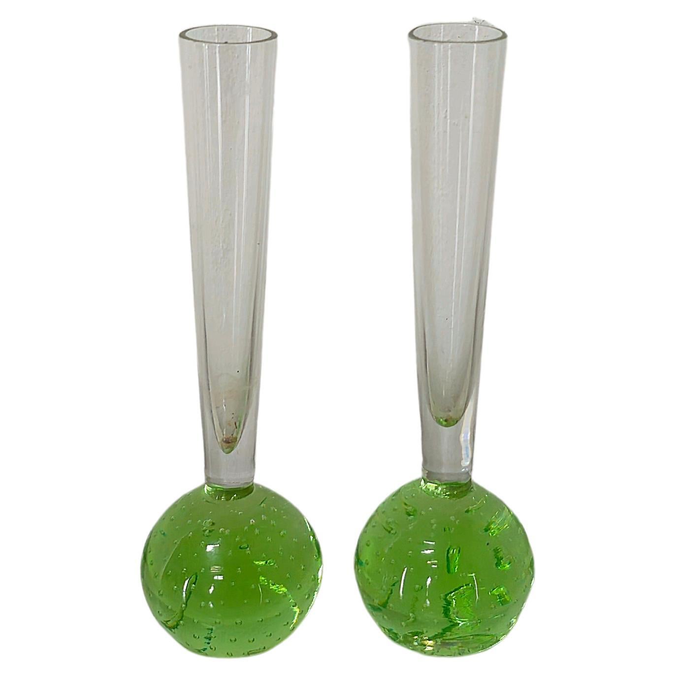Decorative Objects Vases Murano Glass Midcentury Italian Design 1970s Set of 2 For Sale