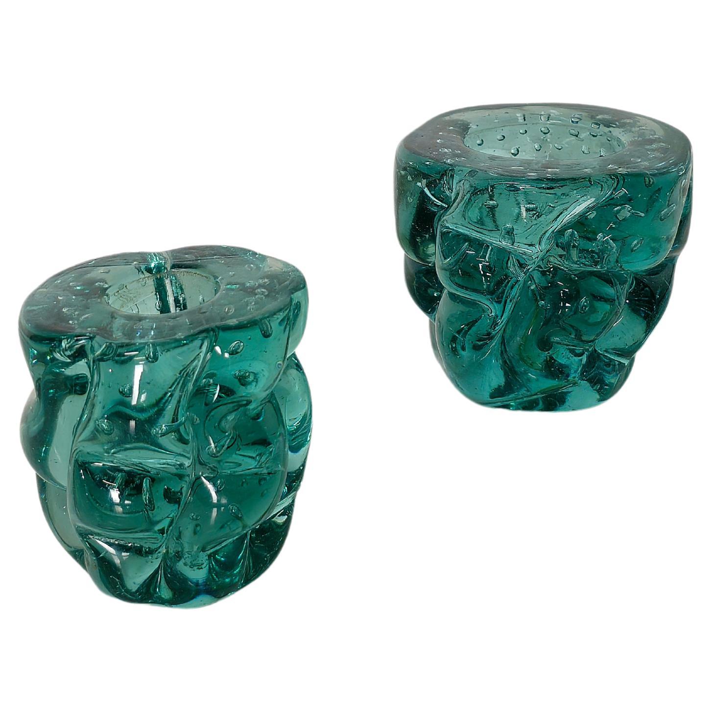 Seguso Dekorative Objekte Schalen Vase Murano Glas Midcentury 1960s Set von 2 