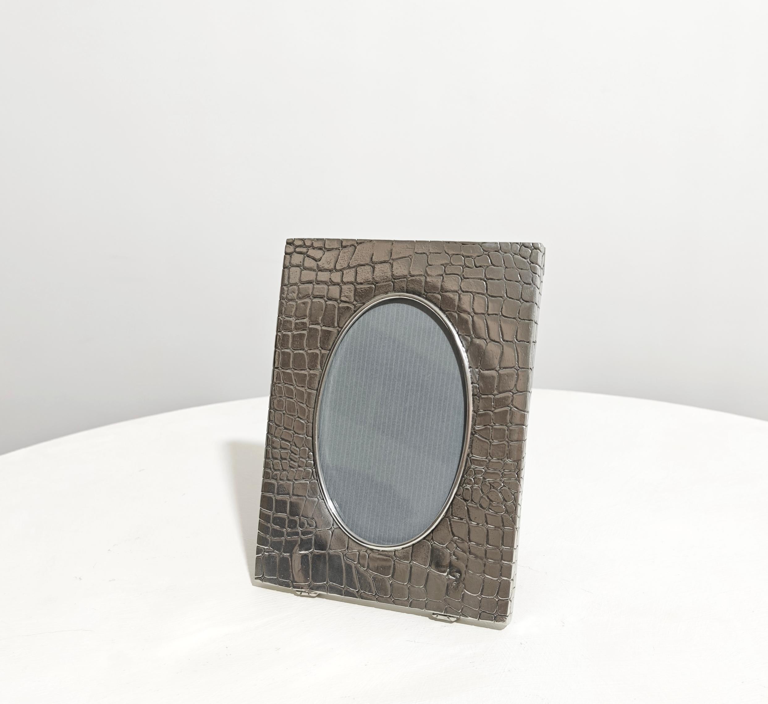Photo Frame With Crocodile Effect Tin 95% Production Italy  1990/2000 For Sale 5