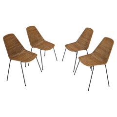 4er-Set Korbstühle im „Basket“-Design von Legler für Bonacina Italia 51s Mid-Century