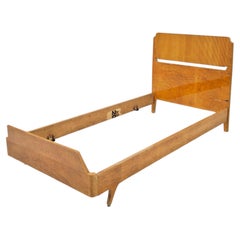 Lit simple en bois dans le style Ponti Italia des années 50, Mid-Century Modern