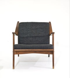 Fauteuils lounge en bois et tissu, style Mid-Century Modern, Italie, années 60, lot de 2