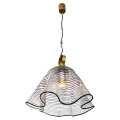 Murano glass pendant lamp with dark decoration, Italy, 1970, Mid-Century