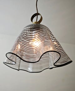 Murano glass pendant lamp with dark decoration, Italy, 1970, Mid-Century