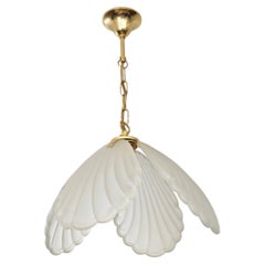 Satin-finished glass and gold-plated metal pendant lamp, Italy, 1970s, Mid-Century