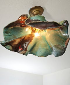 Polychrome Ceramic Pendant Lamp, Italy, 1960s, Mid-Century Modern
