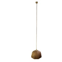 Rattan and fabric cord pendant lamp, Italy, 1960s–70s, Mid-Century