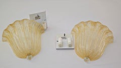 Aureliano Toso 1938 Set of 2 Murano glass wall sconces with graniglia finish, Italy, 1980s–1990s