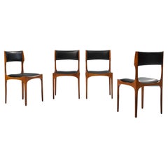 Set of Four Dining Chairs in Oak and Faux Leather by Giuseppe Gibelli, 1962