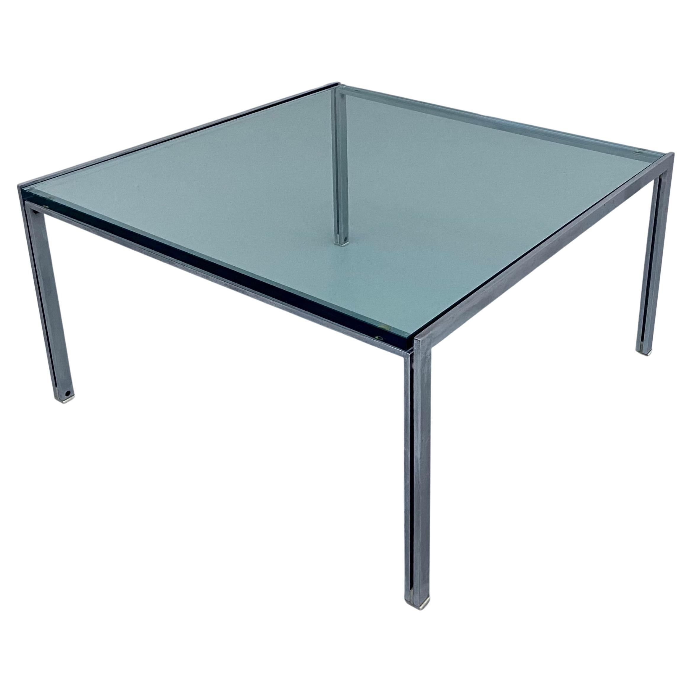  Ross Littel 'Luar' Coffee Table in Glass and Metal for Icf Padova, Italy 1970's For Sale