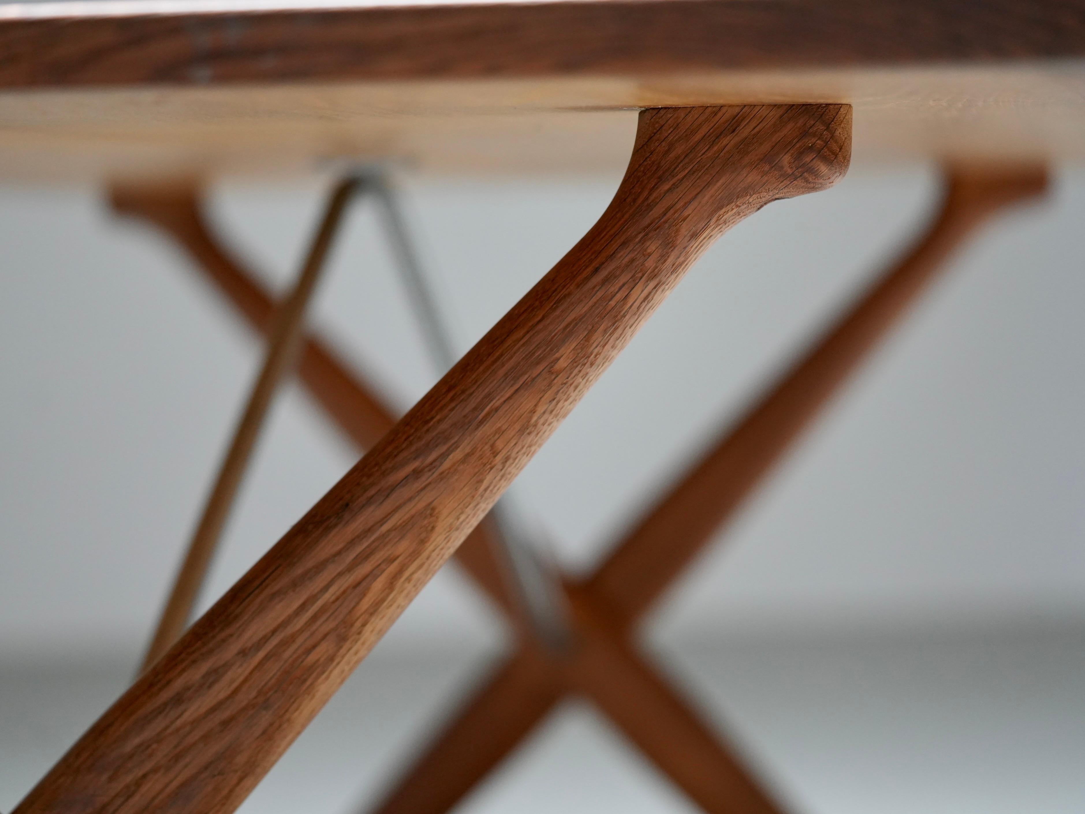 Métal Table de salle à manger 303 en Oak Oak et métal, Hans Wegner by Andreas Tuck, Danemark, années 1950 en vente