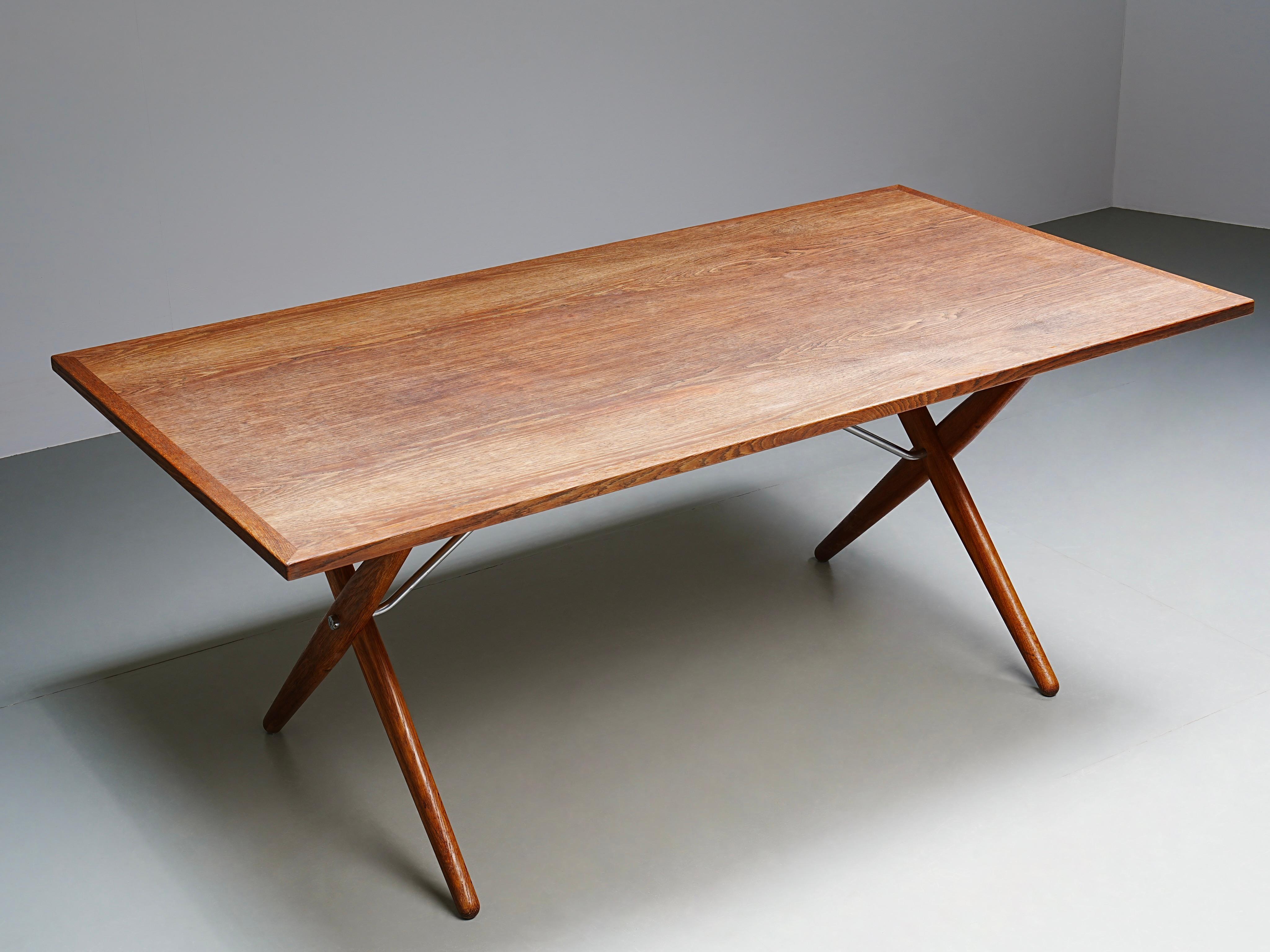 Table de salle à manger 303 en Oak Oak et métal, Hans Wegner by Andreas Tuck, Danemark, années 1950 en vente 8
