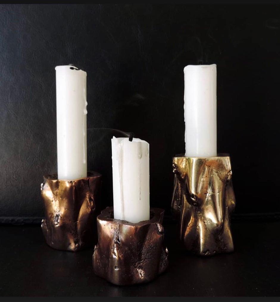 French Fabien Barrero Carsenat Cactus Candleholder II in Bronze For Sale