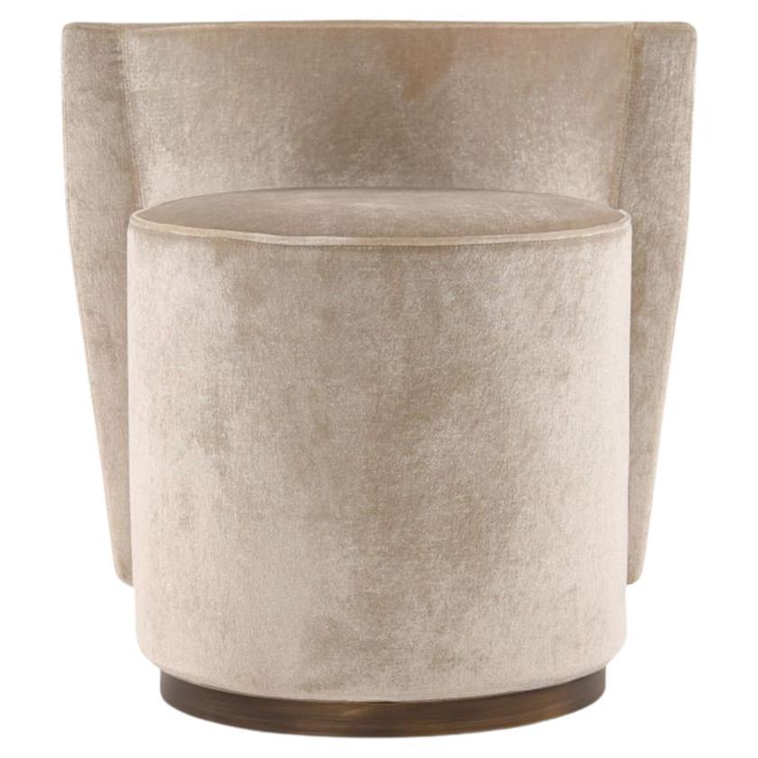 Tabouret Bond Street de Yabu Pushelberg avec base pivotante en laiton antique laqué en vente