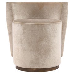 Bond Street Stool by Yabu Pushelberg with Lacquered Antique Brass Swivel Base
