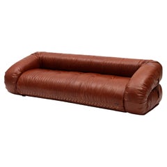 1970's Anfibio Foldable Sofa Bed 190 cm Vintage Leather Becchi Giovannetti