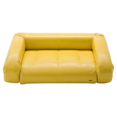 Anfibio Foldable Sofa Bed 190 cm Yellow Leather Becchi Giovannetti