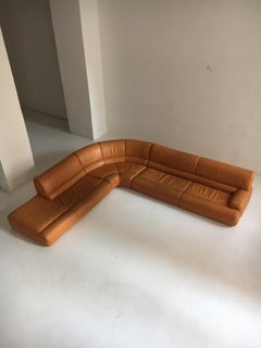 De Sede DS-18 Vintage Patinated Cognac Leather Sectional Sofa, Switzerland 1980s
