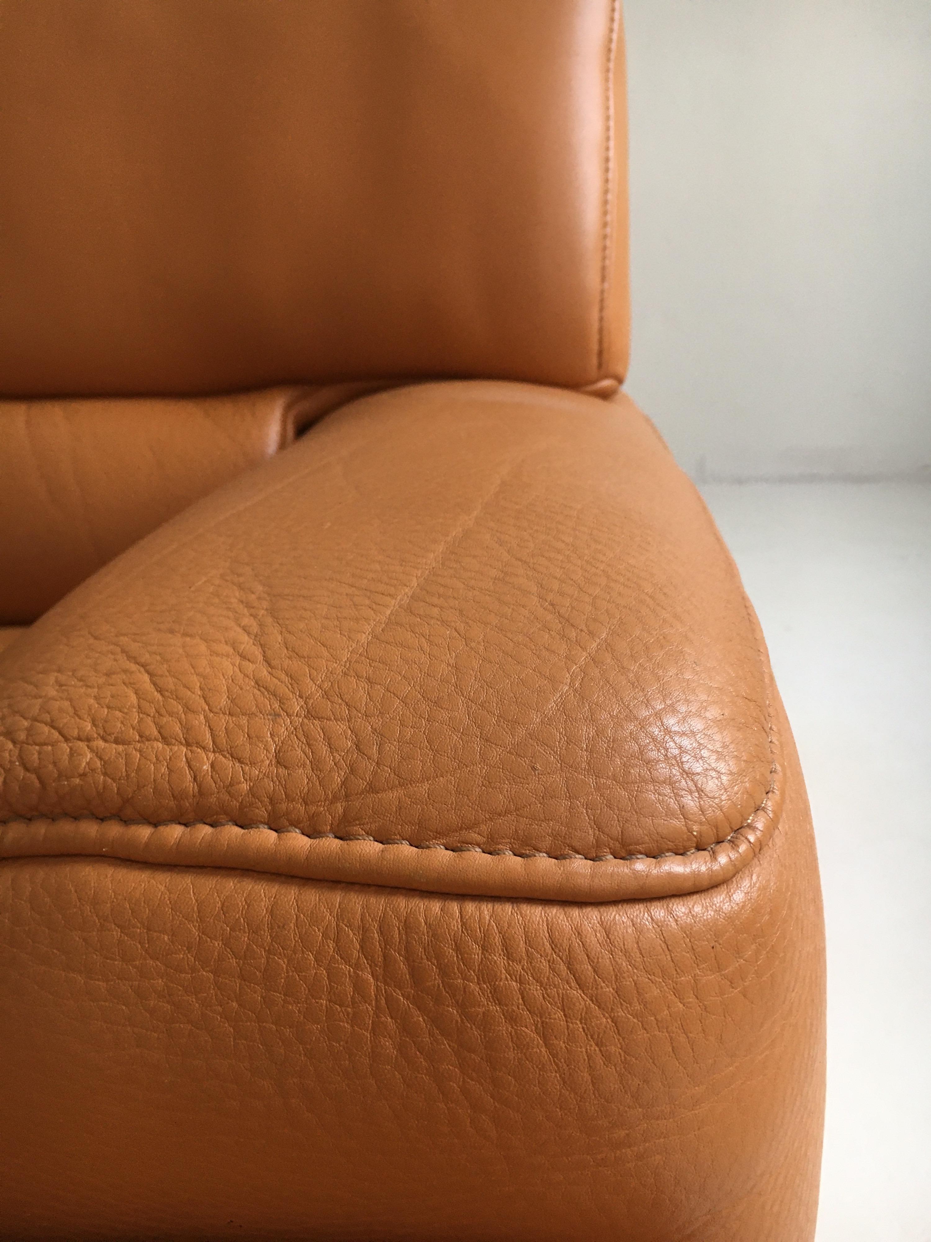 Wood De Sede DS-18 Vintage Patinated Cognac Leather Sectional Sofa, Switzerland 1980s