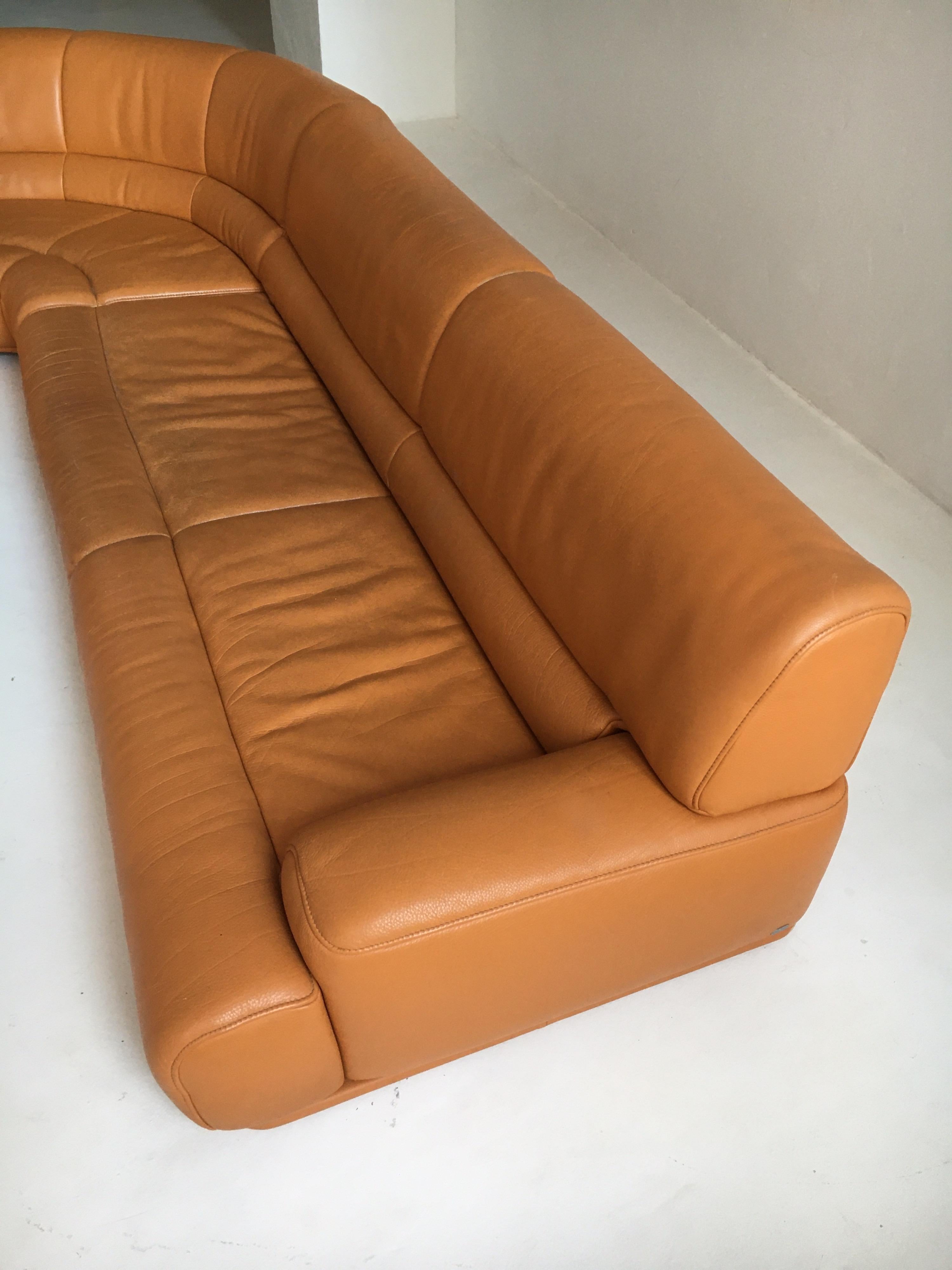 De Sede DS-18 Vintage Patinated Cognac Leather Sectional Sofa, Switzerland 1980s 1