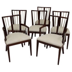 Vintage Set of Six Art Deco Dining Chairs in the Style of Grosfeld House in Mahogany