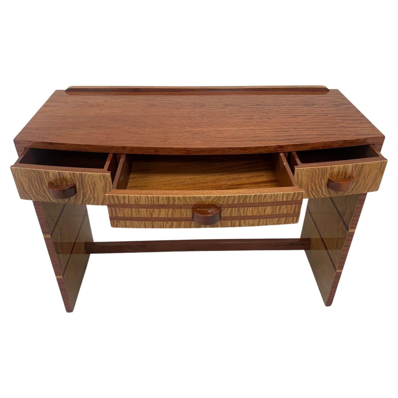 Art Deco Inlaid Desk or Wall Console Table, circa 1930s For Sale 1