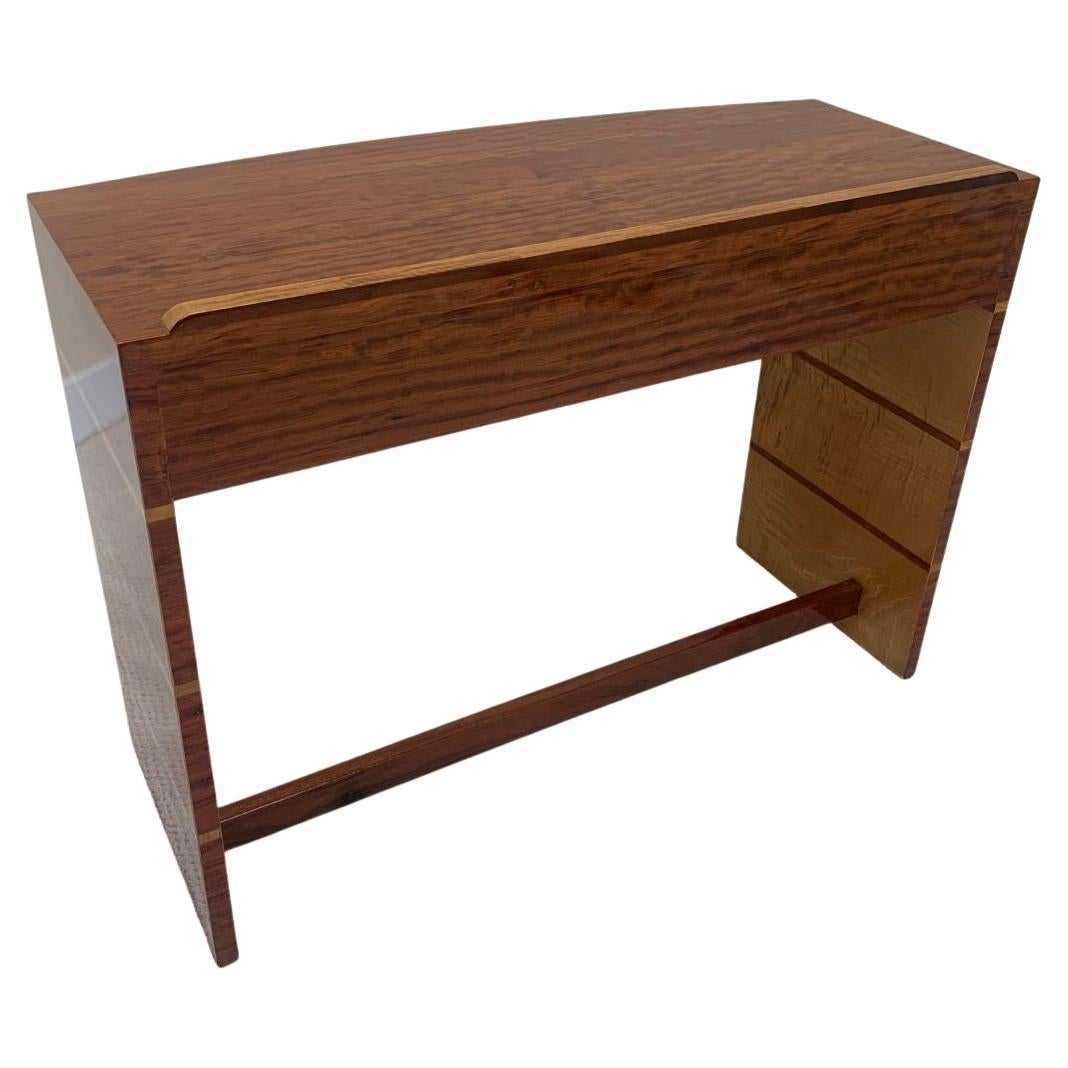 Maple Art Deco Inlaid Desk or Wall Console Table, circa 1930s For Sale